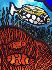 fishes stained glass window