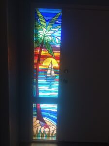 stained glass tropical sunset sidelight