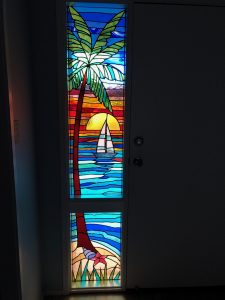 stained glass tropical sunset sidelight