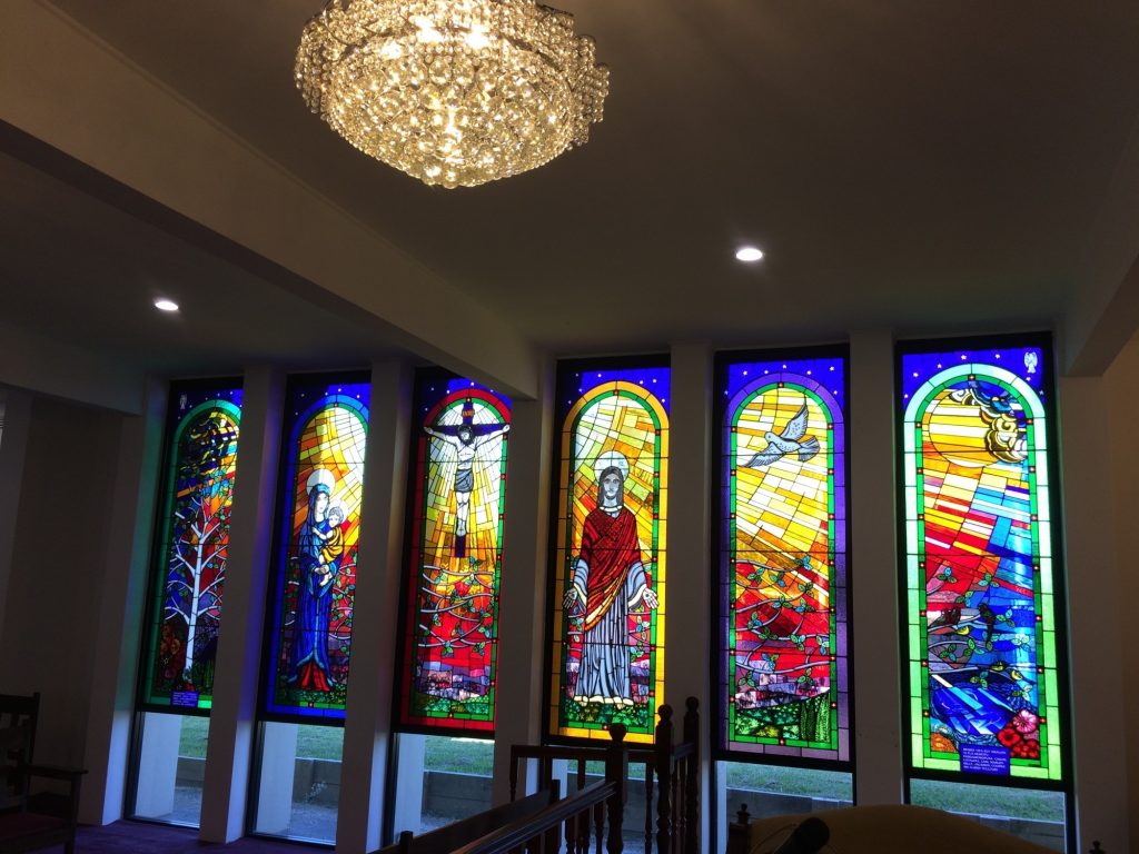 stained glass Creation window Tongan Church Sydney