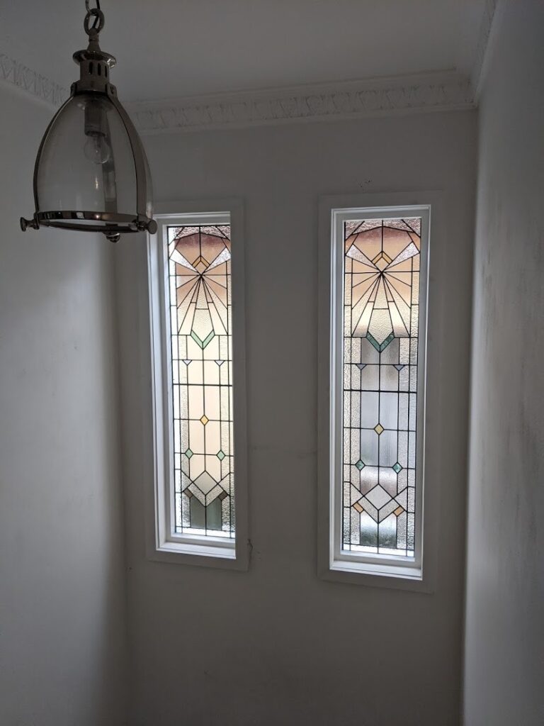 Art Deco leadlight stairwell window Sydney